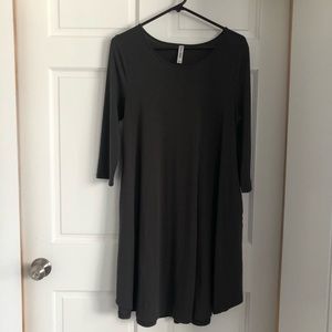Dark Gray Casual Dress with Pockets